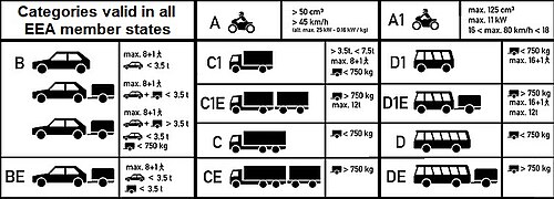 Categorias de Carta de Condução em Portugal
